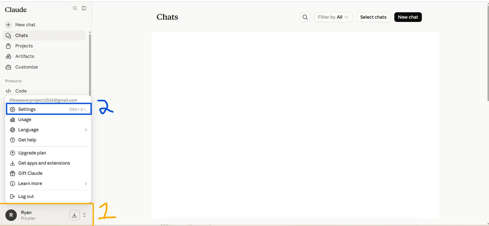 Claude setup, steps 1–2